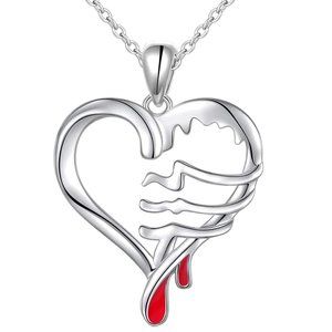 925 Sterling Silver NURSE DOCTOR Heart NECKLACE